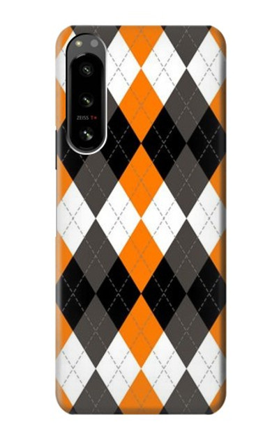 S3421 Black Orange White Argyle Plaid Case Cover Custodia per Sony Xperia 5 IV