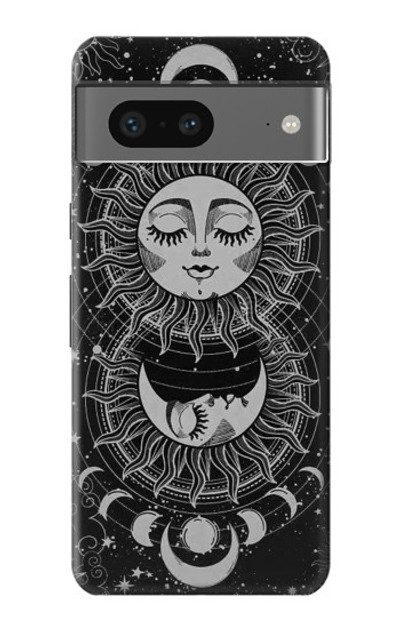 S3854 Mystical Sun Face Crescent Moon Case Cover Custodia per Google Pixel 7