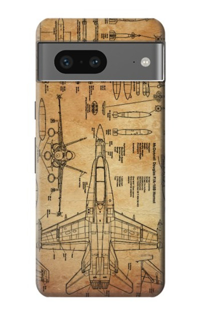 S3868 Aircraft Blueprint Old Paper Case Cover Custodia per Google Pixel 7