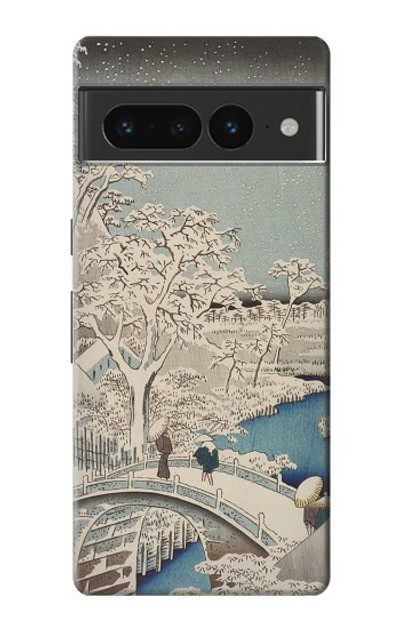 S3350 Utagawa Hiroshige Drum Bridge Yuhi Hill in Meguro Case Cover Custodia per Google Pixel 7 Pro