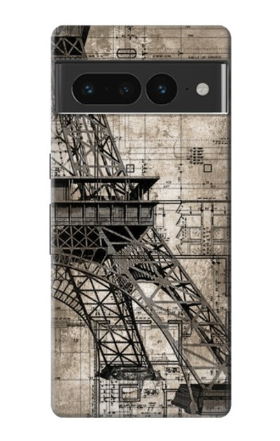 S3416 Eiffel Tower Blueprint Case Cover Custodia per Google Pixel 7 Pro