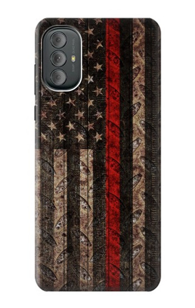 S3804 Fire Fighter Metal Red Line Flag Graphic Case Cover Custodia per Motorola Moto G Power 2022, G Play 2023