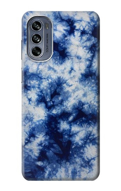 S3439 Fabric Indigo Tie Dye Case Cover Custodia per Motorola Moto G62 5G