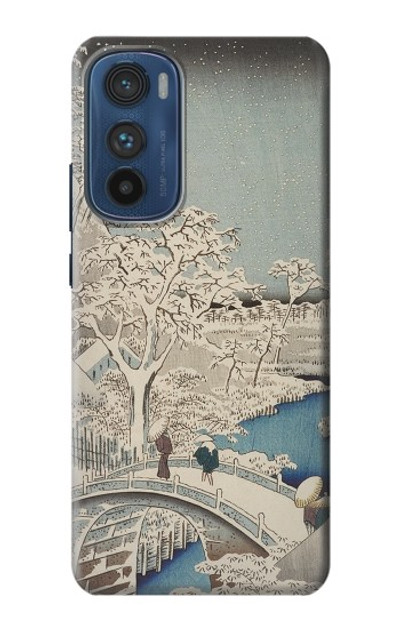 S3350 Utagawa Hiroshige Drum Bridge Yuhi Hill in Meguro Case Cover Custodia per Motorola Edge 30