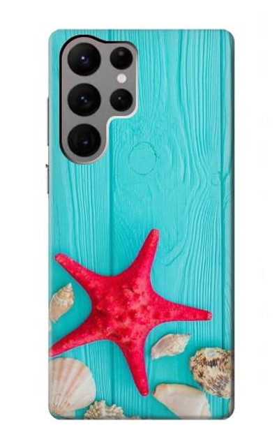 S3428 Aqua Wood Starfish Shell Case Cover Custodia per Samsung Galaxy S23 Ultra