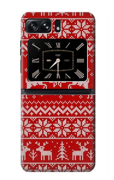 S2835 Christmas Reindeer Knitted Pattern Case Cover Custodia per Motorola Moto Razr 2022