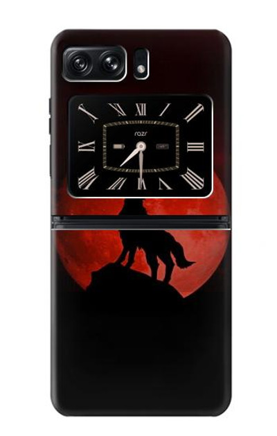 S2955 Wolf Howling Red Moon Case Cover Custodia per Motorola Moto Razr 2022