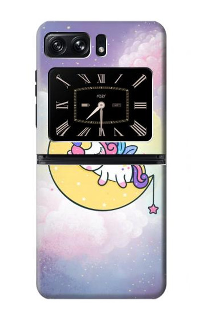 S3485 Cute Unicorn Sleep Case Cover Custodia per Motorola Moto Razr 2022