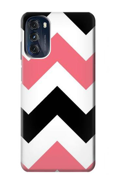 S1849 Pink Black Chevron Zigzag Case Cover Custodia per Motorola Moto G 5G (2023)