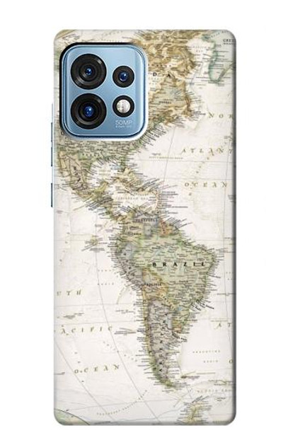 S0604 World Map Case Cover Custodia per Motorola Edge+ (2023), X40, X40 Pro, Edge 40 Pro