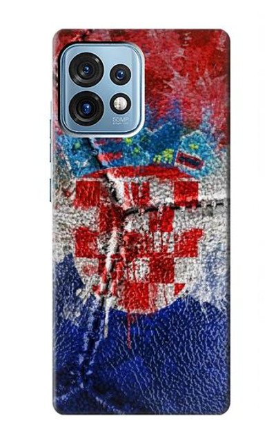 S3313 Croatia Flag Vintage Football Graphic Case Cover Custodia per Motorola Edge+ (2023), X40, X40 Pro, Edge 40 Pro