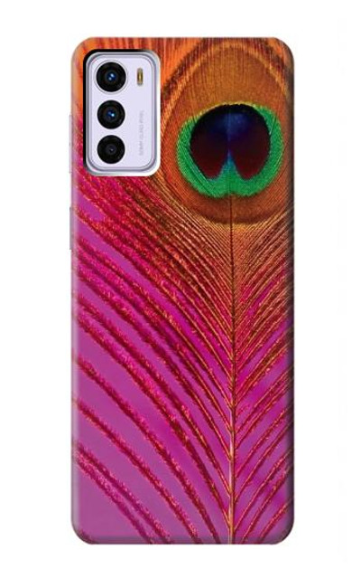 S3201 Pink Peacock Feather Case Cover Custodia per Motorola Moto G42