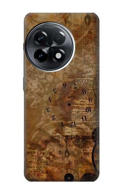 S3456 Vintage Paper Clock Steampunk Case Cover Custodia per OnePlus 11R
