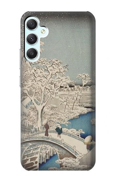 S3350 Utagawa Hiroshige Drum Bridge Yuhi Hill in Meguro Case Cover Custodia per Samsung Galaxy A34 5G