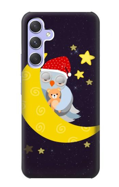 S2849 Cute Sleepy Owl Moon Night Case Cover Custodia per Samsung Galaxy A54 5G