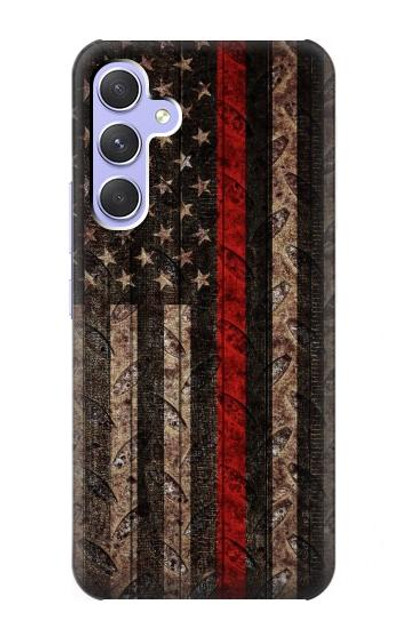 S3804 Fire Fighter Metal Red Line Flag Graphic Case Cover Custodia per Samsung Galaxy A54 5G