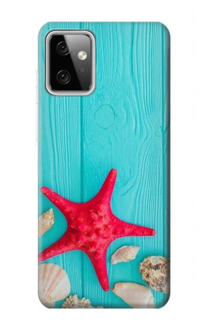 S3428 Aqua Wood Starfish Shell Case Cover Custodia per Motorola Moto G Power (2023) 5G