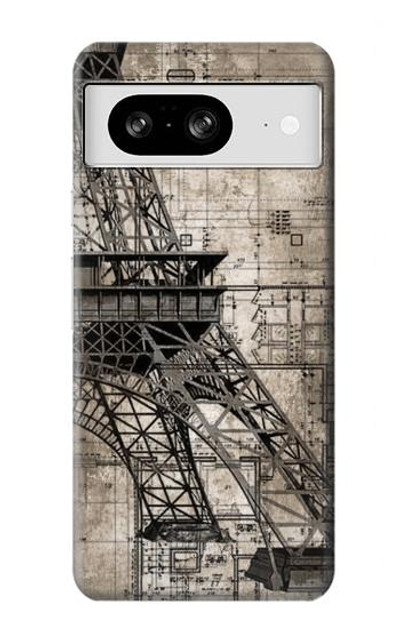 S3416 Eiffel Tower Blueprint Case Cover Custodia per Google Pixel 8