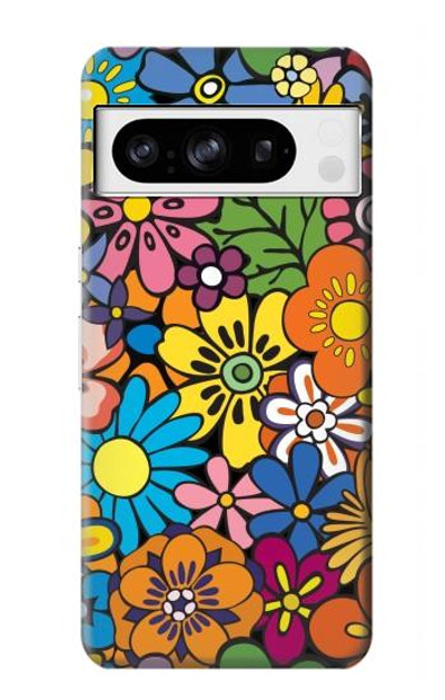 S3281 Colorful Hippie Flowers Pattern Case Cover Custodia per Google Pixel 8 pro