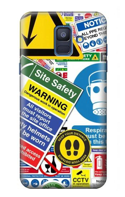 S3960 Safety Signs Sticker Collage Case Cover Custodia per Samsung Galaxy A6 (2018)