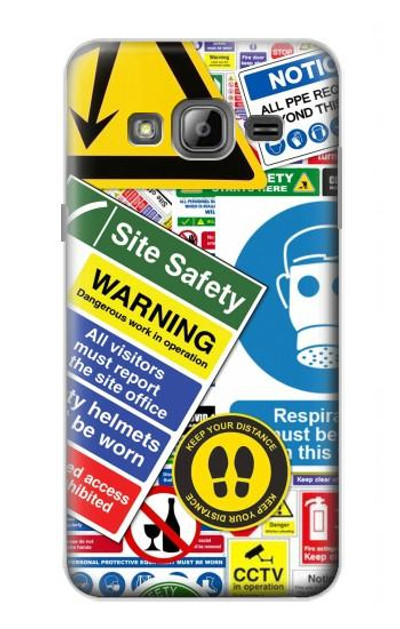 S3960 Safety Signs Sticker Collage Case Cover Custodia per Samsung Galaxy J3 (2016)