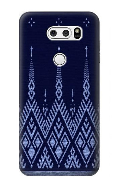 S3950 Textile Thai Blue Pattern Case Cover Custodia per LG V30, LG V30 Plus, LG V30S ThinQ, LG V35, LG V35 ThinQ