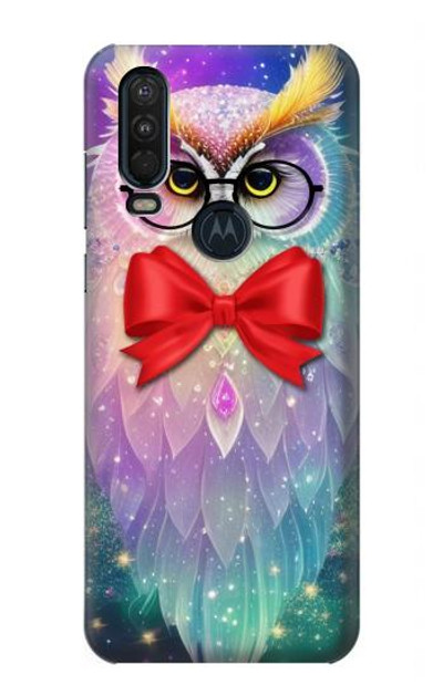 S3934 Fantasy Nerd Owl Case Cover Custodia per Motorola One Action (Moto P40 Power)