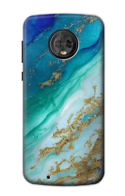 S3920 Abstract Ocean Blue Color Mixed Emerald Case Cover Custodia per Motorola Moto G6