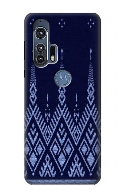 S3950 Textile Thai Blue Pattern Case Cover Custodia per Motorola Edge+