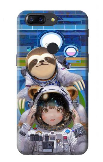S3915 Raccoon Girl Baby Sloth Astronaut Suit Case Cover Custodia per OnePlus 5T