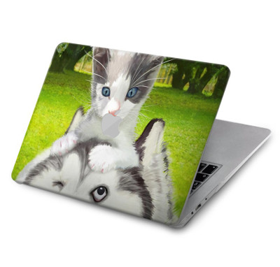 S3795 Kitten Cat Playful Siberian Husky Dog Paint Case Cover Custodia per MacBook Air 15″ (2023,2024,2025) - A2941, A3114, A3241