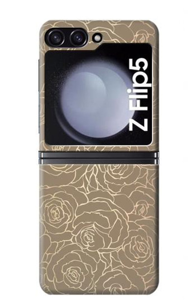 S3466 Gold Rose Pattern Case Cover Custodia per Samsung Galaxy Z Flip 5