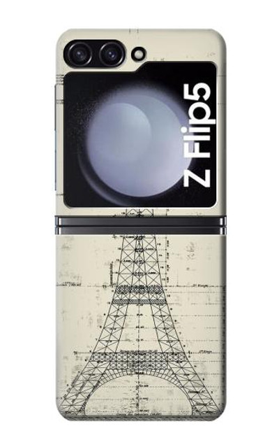 S3474 Eiffel Architectural Drawing Case Cover Custodia per Samsung Galaxy Z Flip 5