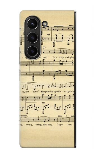 S2504 Vintage Music Sheet Case Cover Custodia per Samsung Galaxy Z Fold 5 S2504 Vintage Music Sheet Case Cover Custodia per Samsung Galaxy Z Fold 5
