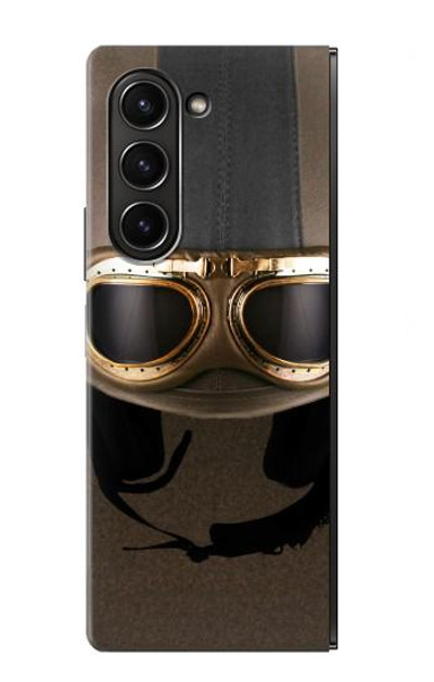 S2645 Vintage Brown Goggles Motorcycle Helmet Case Cover Custodia per Samsung Galaxy Z Fold 5