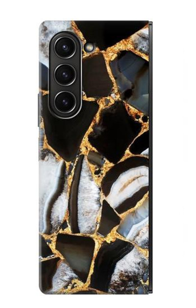 S3419 Gold Marble Graphic Print Case Cover Custodia per Samsung Galaxy Z Fold 5