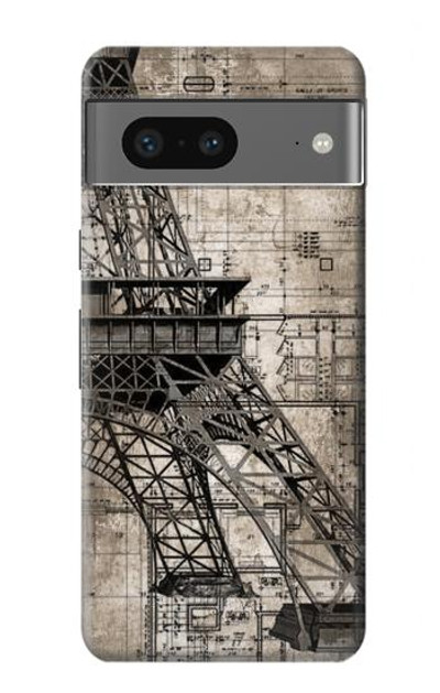 S3416 Eiffel Tower Blueprint Case Cover Custodia per Google Pixel 7a