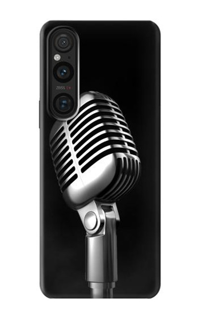 S1672 Retro Microphone Jazz Music Case Cover Custodia per Sony Xperia 1 V S1672 Retro Microphone Jazz Music Case Cover Custodia per Sony Xperia 1 V