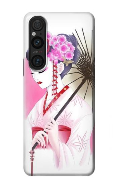 S2579 Japanese Traditional Geisha Kimono Case Cover Custodia per Sony Xperia 1 V S2579 Japanese Traditional Geisha Kimono Case Cover Custodia per Sony Xperia 1 V