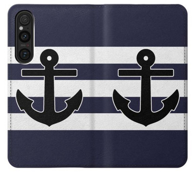 S2758 Anchor Navy Case Cover Custodia per Sony Xperia 1 V S2758 Anchor Navy Case Cover Custodia per Sony Xperia 1 V