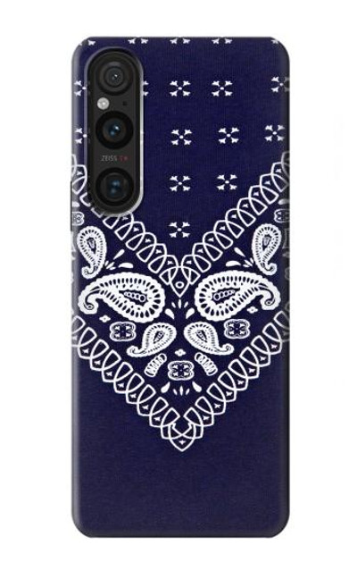 S3357 Navy Blue Bandana Pattern Case Cover Custodia per Sony Xperia 1 V