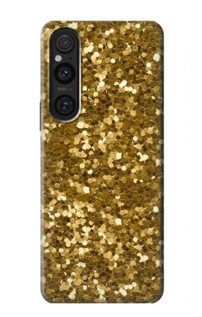 S3388 Gold Glitter Graphic Print Case Cover Custodia per Sony Xperia 1 V