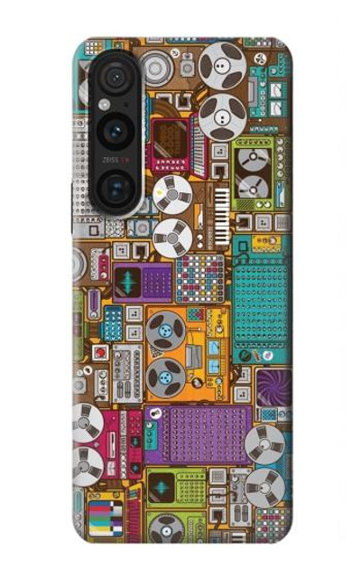 S3879 Retro Music Doodle Case Cover Custodia per Sony Xperia 1 V