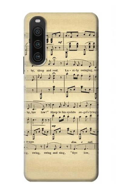 S2504 Vintage Music Sheet Case Cover Custodia per Sony Xperia 10 V S2504 Vintage Music Sheet Case Cover Custodia per Sony Xperia 10 V
