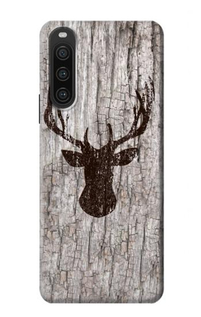 S2505 Reindeer Head Old Wood Texture Graphic Case Cover Custodia per Sony Xperia 10 V