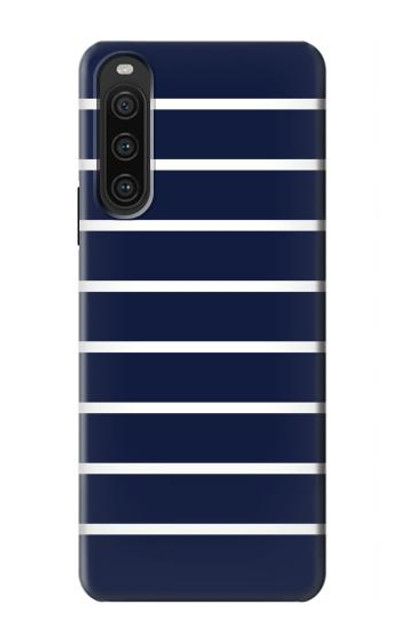 S2767 Navy White Striped Case Cover Custodia per Sony Xperia 10 V S2767 Navy White Striped Case Cover Custodia per Sony Xperia 10 V