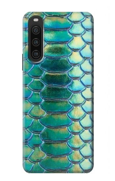 S3414 Green Snake Scale Graphic Print Case Cover Custodia per Sony Xperia 10 V