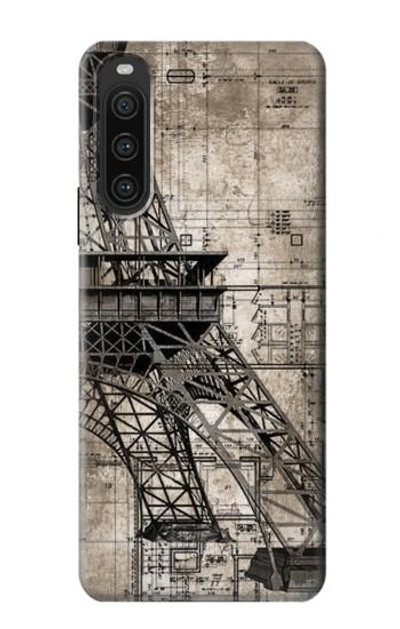S3416 Eiffel Tower Blueprint Case Cover Custodia per Sony Xperia 10 V