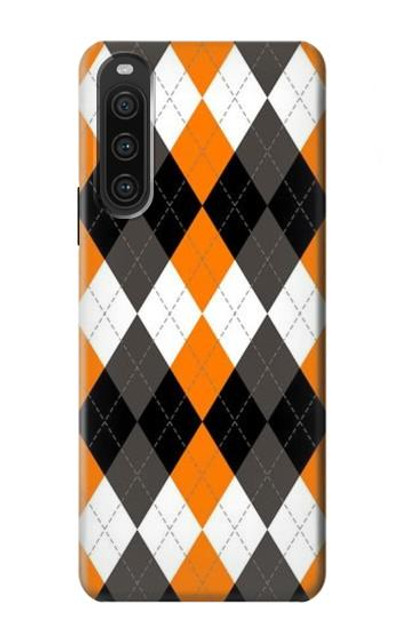 S3421 Black Orange White Argyle Plaid Case Cover Custodia per Sony Xperia 10 V