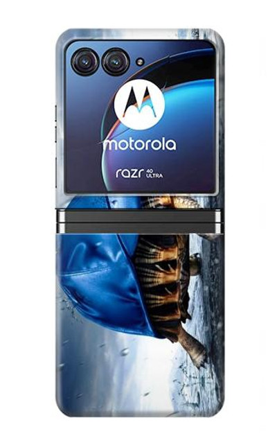 S0084 Turtle in the Rain Case Cover Custodia per Motorola Razr 40 Ultra